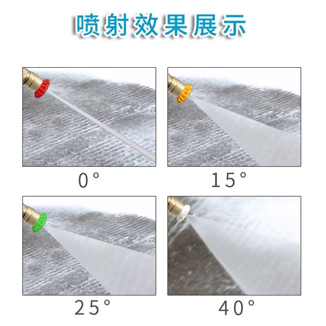 高压洗车机五色喷头锂电水枪不锈钢扇形喷嘴洗车