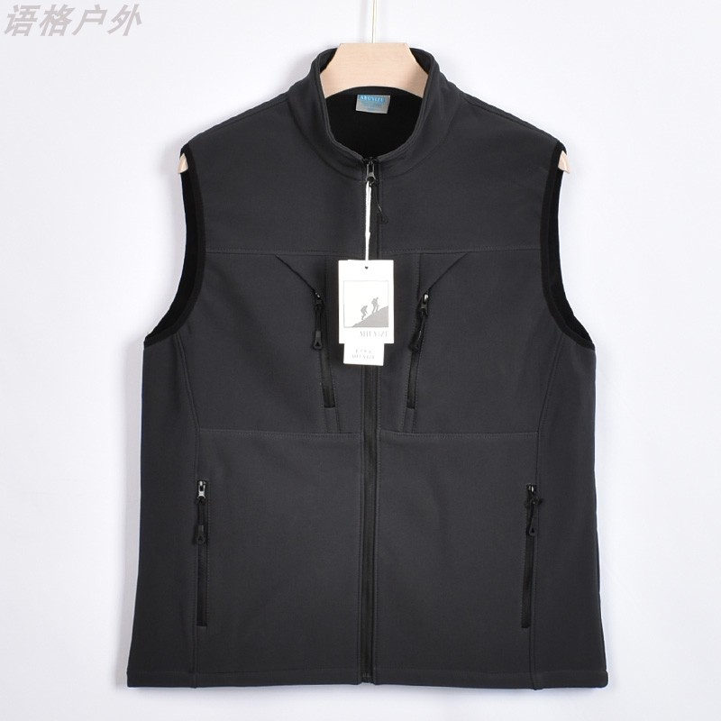 THE NEW AUTUMN AND WINTER MENS MULTI-POCKET SPORTS OUTDOOR VEST POLAR FLEECE THICKENED WARM FLEECE SHELL JACKET SHOULDERS