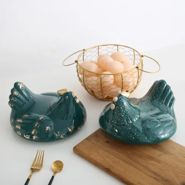 Nordic ins chicken storage basket with lid, iron decorative egg storage box, portable kitchen portable shape