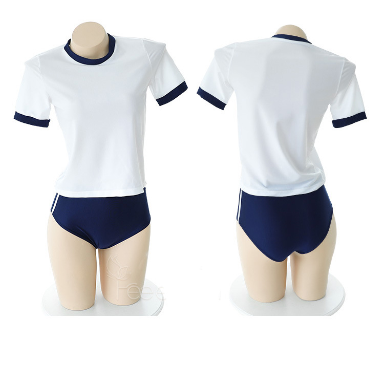 2 차원 의류 로리타 섹시한 섹시한 수영복 여성 보수적 인 학생 체조 정장 귀여운