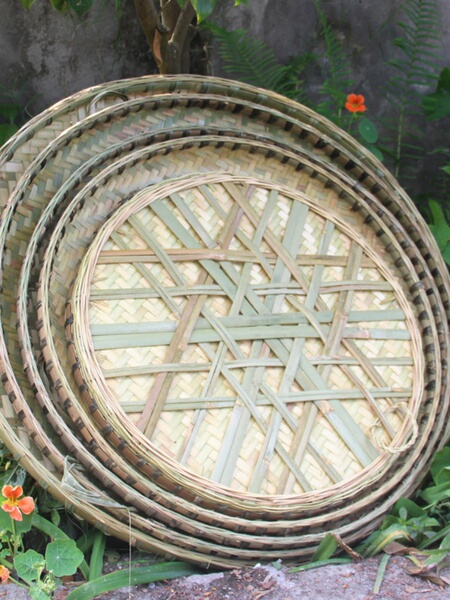 加固竹编簸箕竹匾无孔有孔手工四川大圆簸箕凉晒干货竹筛竹制品