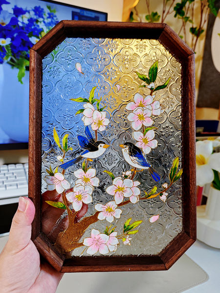 掐丝珐琅diy手工材料景泰蓝荷花茶盘摆件中国非遗珐琅画掐丝礼物