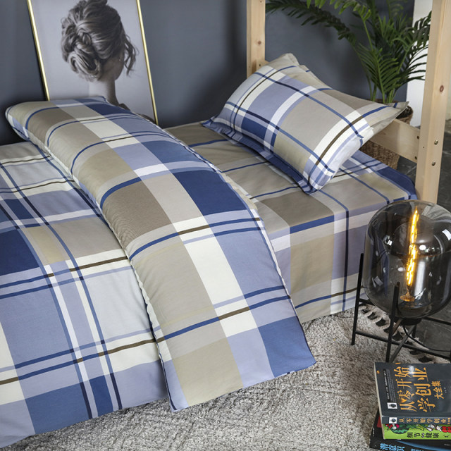 Student dormitory three-piece set 100% cotton plaid sheets and quilt cover 0.9 meters bedding pure cotton quilt
