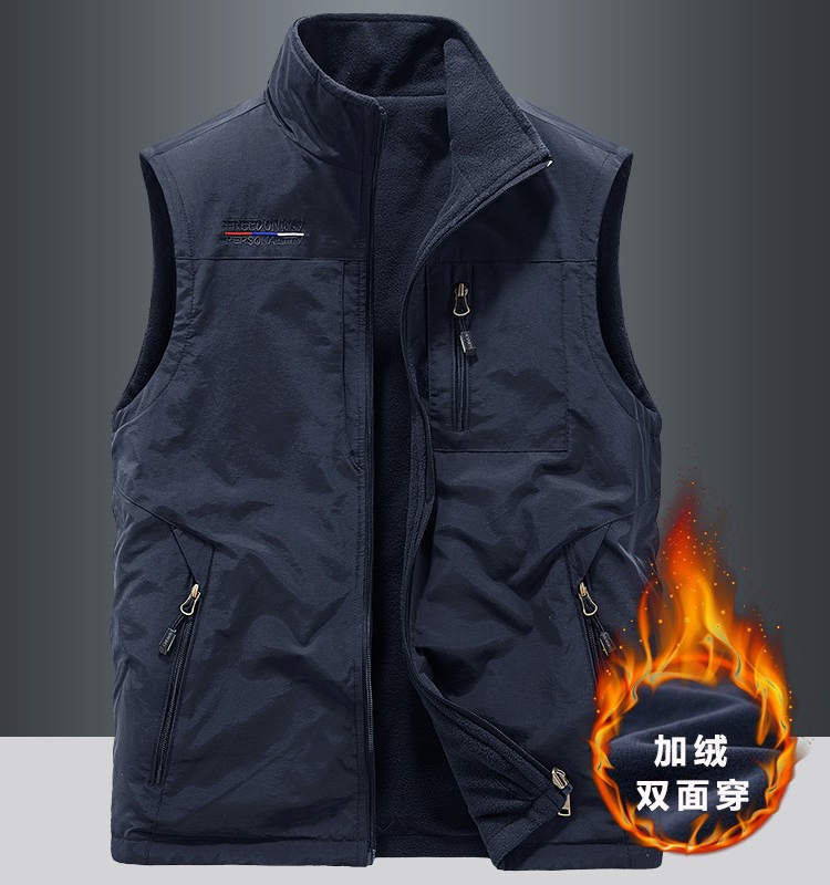 PAUL PADDED REVERSIBLE VEST MENS OUTDOOR SPORTS FLEECE VEST POLAR FLEECE SHOULDER AND FLEECE JACKET
