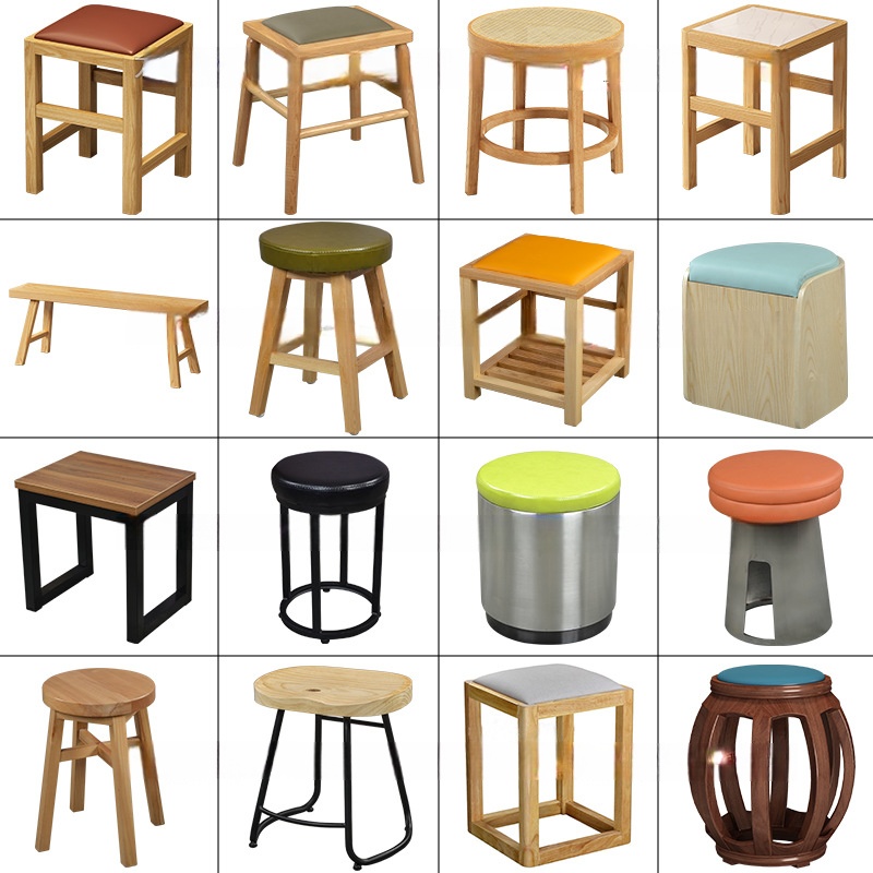 餐饮小吃汉堡快餐饭店无靠背实木方凳子圆凳面馆西餐厅餐椅小户型