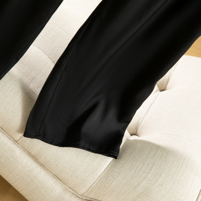Light luxury high-end mulberry silk straight-leg pants silk elastic double chew pocket trousers comfortable suit casual pants