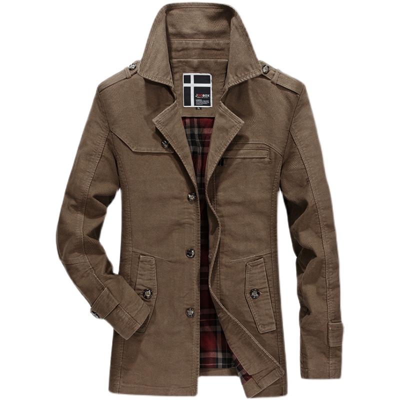 JOOBOX NEW MENS CASUAL FALL|WINTER SUIT COLLAR WINDBREAKER JACKET FASHION MIDI SLIM JACKET FOREIGN TRADE