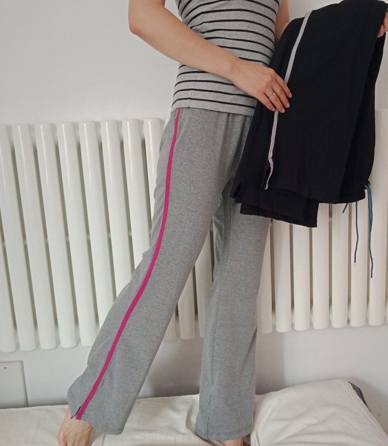 FOREIGN TRADE SINGLE PLUS FAT EXTRA LARGE SIZE EXTENDED LENGTH WOMENS PANTS HIGH-WAISTED COTTON SWEATPANTS SLIGHTLY HORNED THIN STRAIGHT PANTS 300+ POUNDS