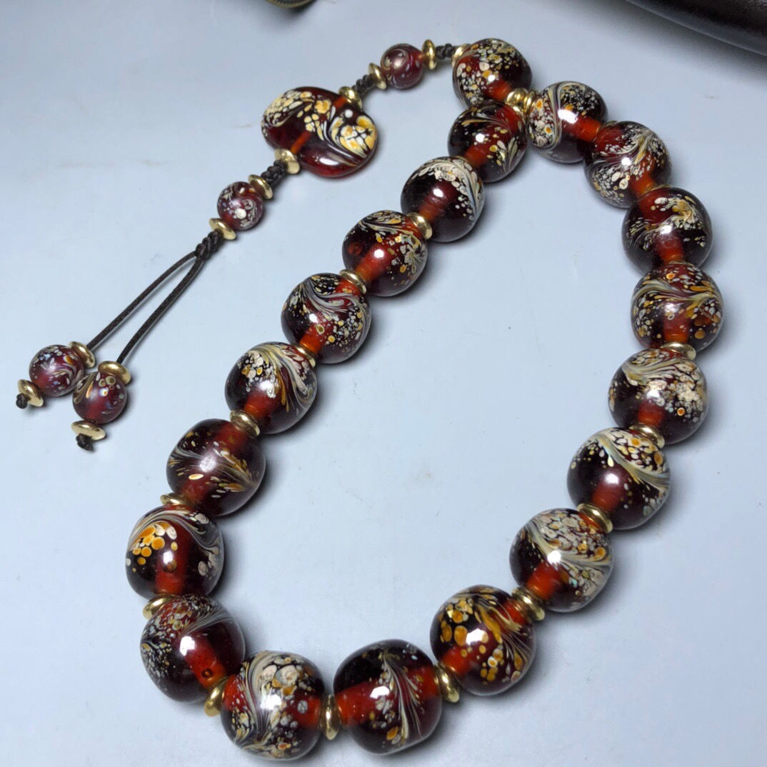 ANTIQUES OLD TIBETAN FOLK CUSTOMS ANCIENT PHARAOHS OLD GLAZED PHOENIX PATTERNS EIGHTEEN BUDDHA BEADS ROSARY PENDANTS GIFTS