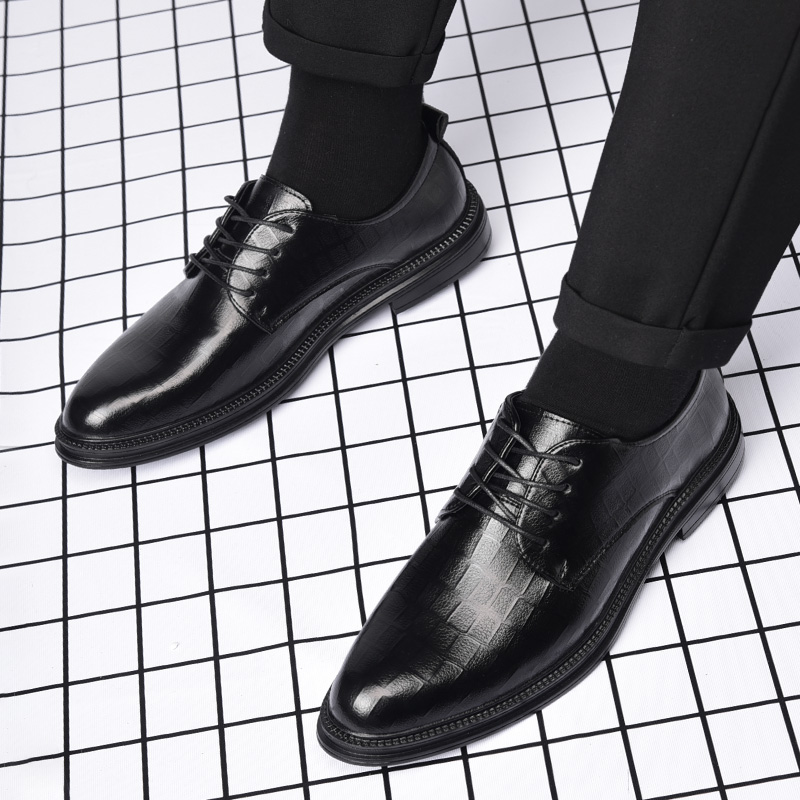 LEATHER SHOES MENS NEW WINTER NON-SLIP BUSINESS FORMAL WEAR COMMUTING TO WORK MENS CASUAL BRITISH STYLE WEDDING HEIGHT SHOES