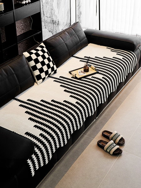 高级感异形皮沙发垫四季通用直排防滑坐垫2026新款秋冬不规则盖布