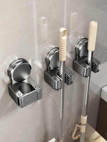 优勤拖把壁挂夹免打孔强力吸盘挂钩扫把固定神器阳台卫生间置物架