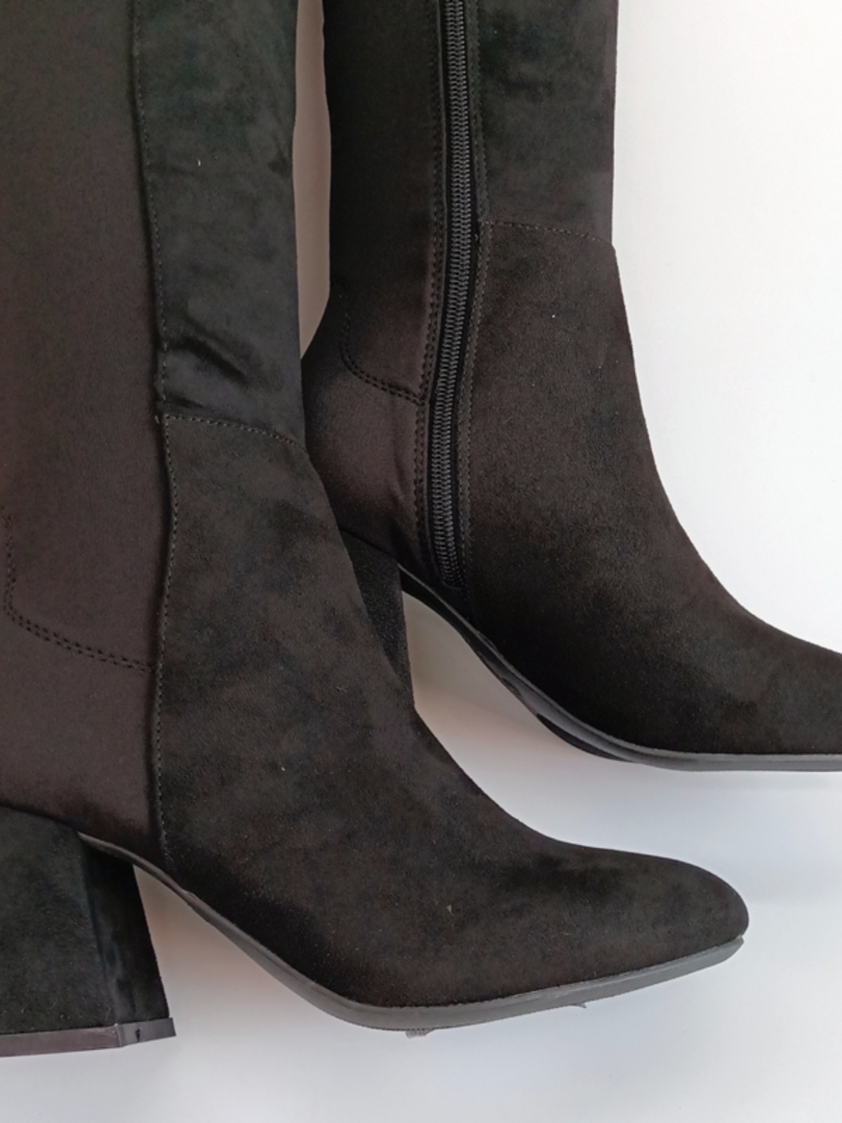 U.S. SINGLE FOREIGN TRADE PLUS SIZE ORIGINAL SINGLE WOMENS SHOES SUPER HIGH BLOCK HEEL OVER-THE-KNEE ELASTIC BOOTS MODEL SLIM LARGE GIRTH BOOTS