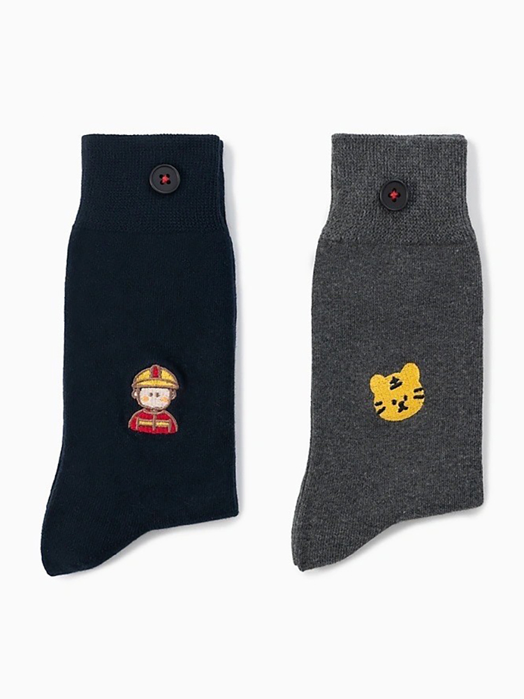 CRAZYSOCKS MEDIUM SOCKS PERSONALIZED CARTOON EMBROIDERY STACK SOCKS HONMEI YEAR RED SOCKS CREATIVE COTTON SOCKS