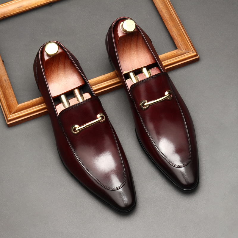 NEW HORSEBIT POINTED SCALP SHOES MENS BRITISH SLIP OVER LEATHER MENS SHOES BUSINESS CASUAL DRESS SHOES WORK WEDDING SHOES