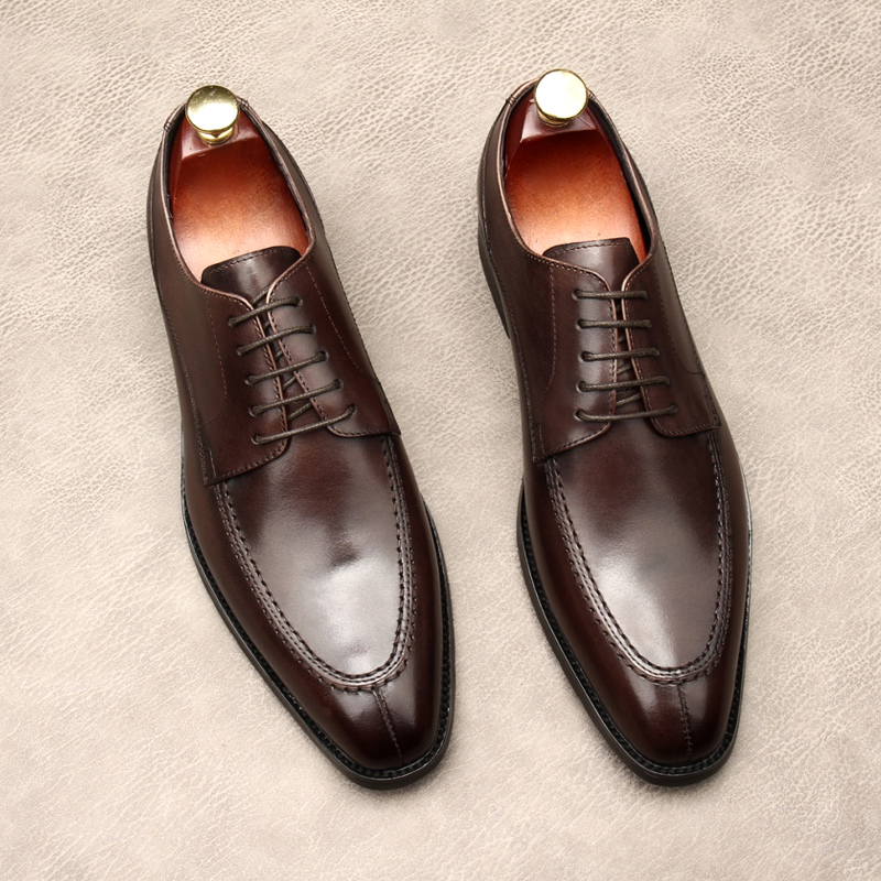 FALL 2021 NEW MENS BUSINESS FORMAL LEATHER SHOES POINTED TOE BRITISH STRAPPY BREATHABLE MENS CAR STITCHED WEDDING SHOES