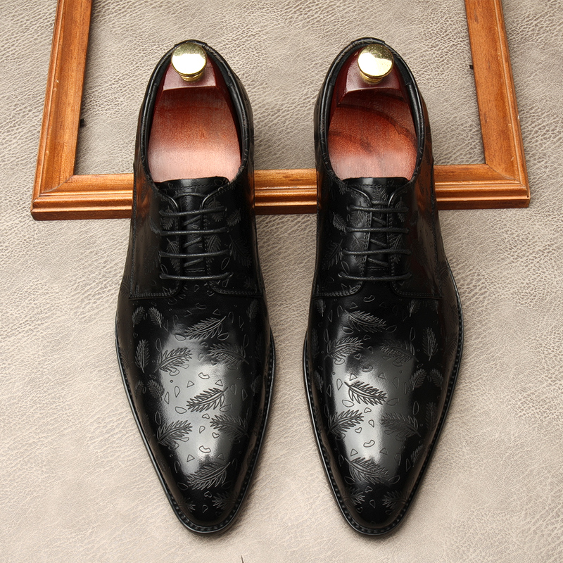 HAND PAINTED LEAF PATTERN TREND MENS LEATHER SHOES HANDMADE BUSINESS DRESS OXFORD SHOES SUMMER LEATHER ENGLISH GROOM WEDDING SHOES