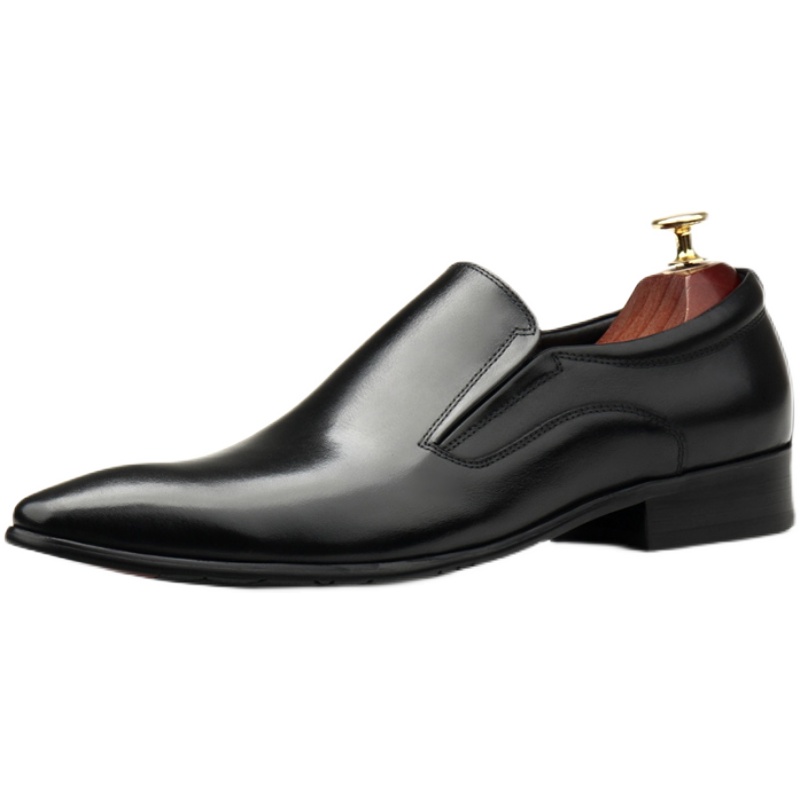 2021 NEW MENS SLIP-ON BUSINESS DRESS LEATHER SHOES MENS TOP LAYER COWHIDE EUROPEAN VERSION OF POINTED TOE WORK MENS SHOES