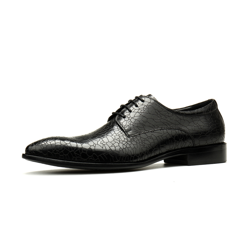 BARK PATTERN KOREAN BUSINESS CASUAL LEATHER SHOES TIDE MENS FORMAL WEAR BRITISH LEATHER POINTED TOE FASHION TREND MENS SHOES OFFICE