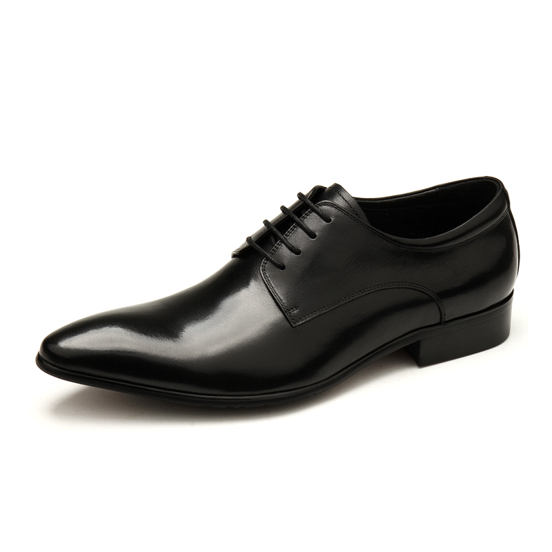 PLAIN ENGLISH LEATHER SHOES MENS SPRING NEW LEATHER MENS BUSINESS FORMAL WEAR LACE-UP MENS SHOES POINTED-TOE TRENDY SHOES MEN
