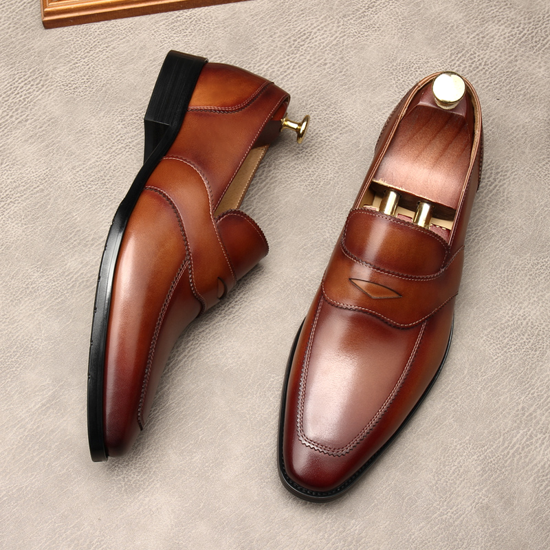 SQUARE TOE COVERS BRITISH MENS FORMAL LEATHER SHOES KOREAN LEATHER VINTAGE MENS SHOES CASUAL SHOES COWHIDE OXFORD SHOES