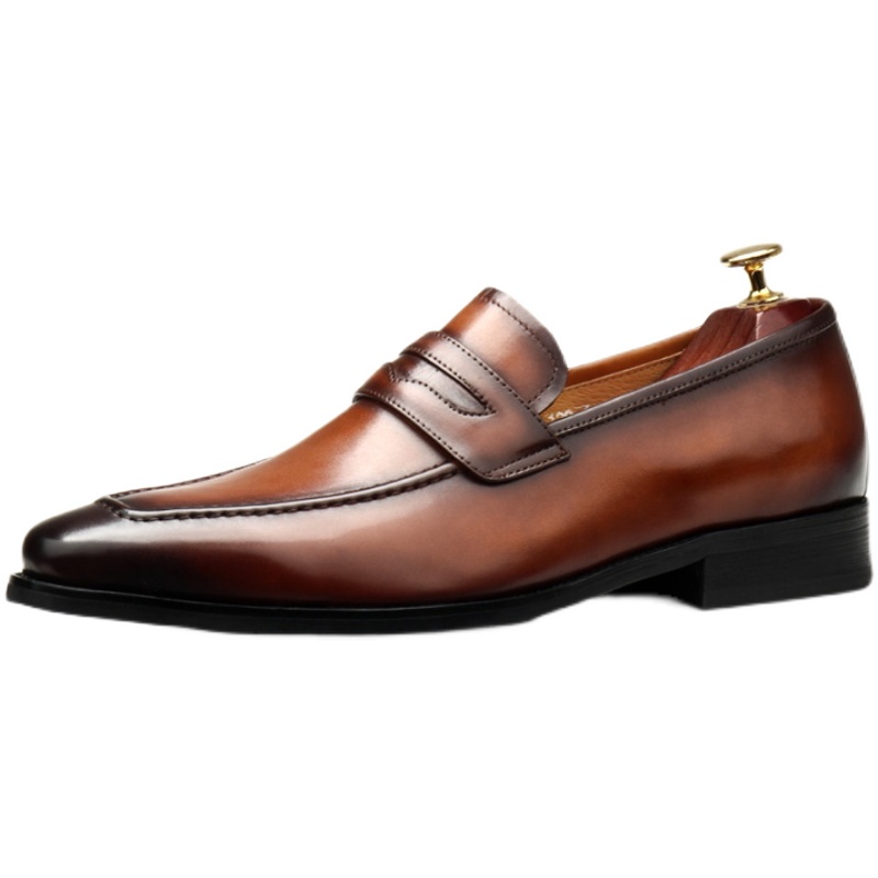HAND-POLISHED BRITISH STYLE LEATHER SHOES MENS YOUTH TREND LEATHER BUSINESS FORMAL WEAR MENS SHOES KOREAN FASHION POINTED-TOE SHOES