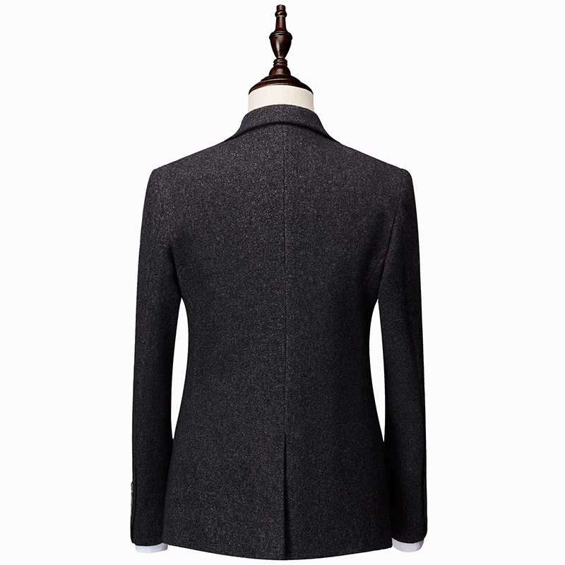 MENS BUSINESS CASUAL SOLID COLOR WOOLEN SUIT SET DRESS XZ103-96006 THREE-PIECE SET--P310