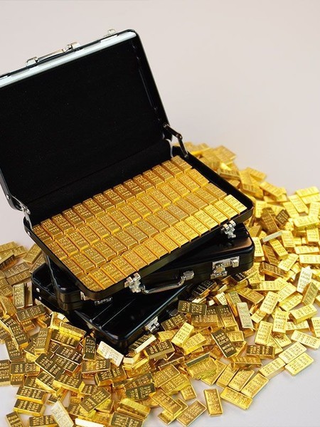 仿真铝合金行李箱手提箱迷你金条仿金小金条沙金兵人模型装饰摆件