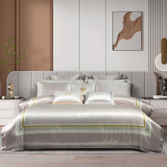 Wanshili's new product mulberry silk bed sheet quilt cover multi-piece set silk bed four-piece set four-season universal fragrance