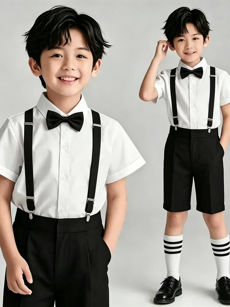 儿童礼服套装西服花童背带裤幼儿园合唱拍照表演服朗诵钢琴演出服 — 3