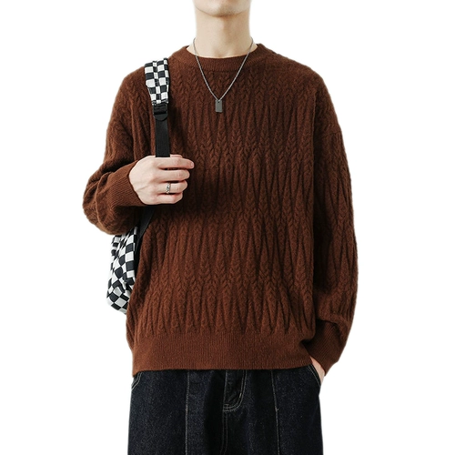 Playboy, мужской демисезонный трикотажный свитер для отдыха, круглый воротник, оверсайз