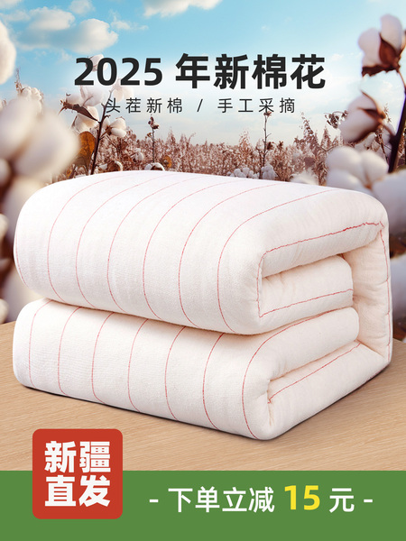 新疆长绒棉花被芯棉絮床垫被褥子学生宿舍春秋冬被纯手工棉被铺底