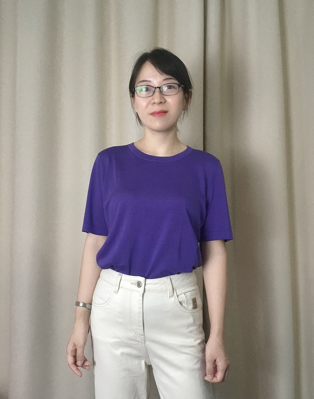 YOUJIA HOMEMADE 120S DOUBLE STRANDS 16 KNITTED PURE MULBERRY SILK KNIT T-SHIRT THIN BUT BONY AND IMPERMEABLE