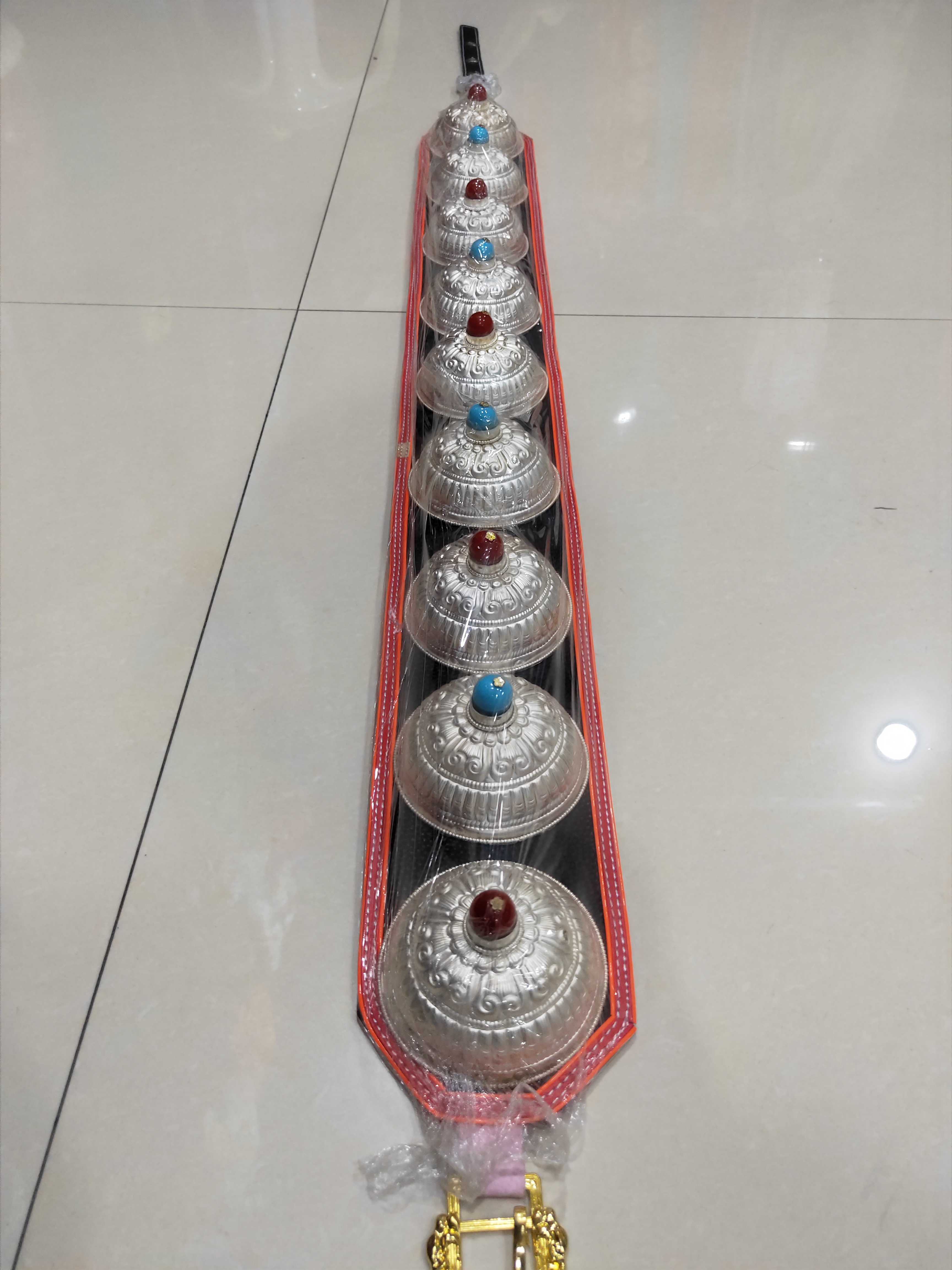 티베트 여성의 흰색 구리 넓은 벨트 허리 장식 티베트 액세서리 웨딩 사진 장식 실버 그릇 세트