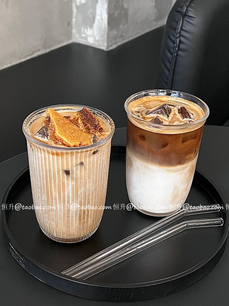 ins冰美式拿铁咖啡杯耐热奶茶杯玻璃杯创意加厚水杯特调气泡水杯