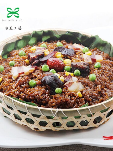 现货圆形有孔竹筐 荷叶饭 黑米饭 排骨八宝饭 饭店蒸生蚝海鲜竹篮