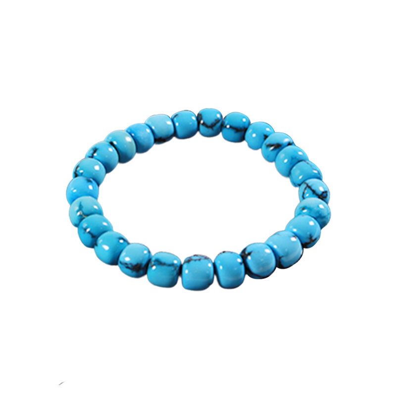 QINCHU 원래 광산 청록색 팔찌 단일 원형 높은 도자기 블루 라운드 비즈 구식 팔찌 느슨한 비즈 DIY 액세서리 문화 장난감 쥬얼리