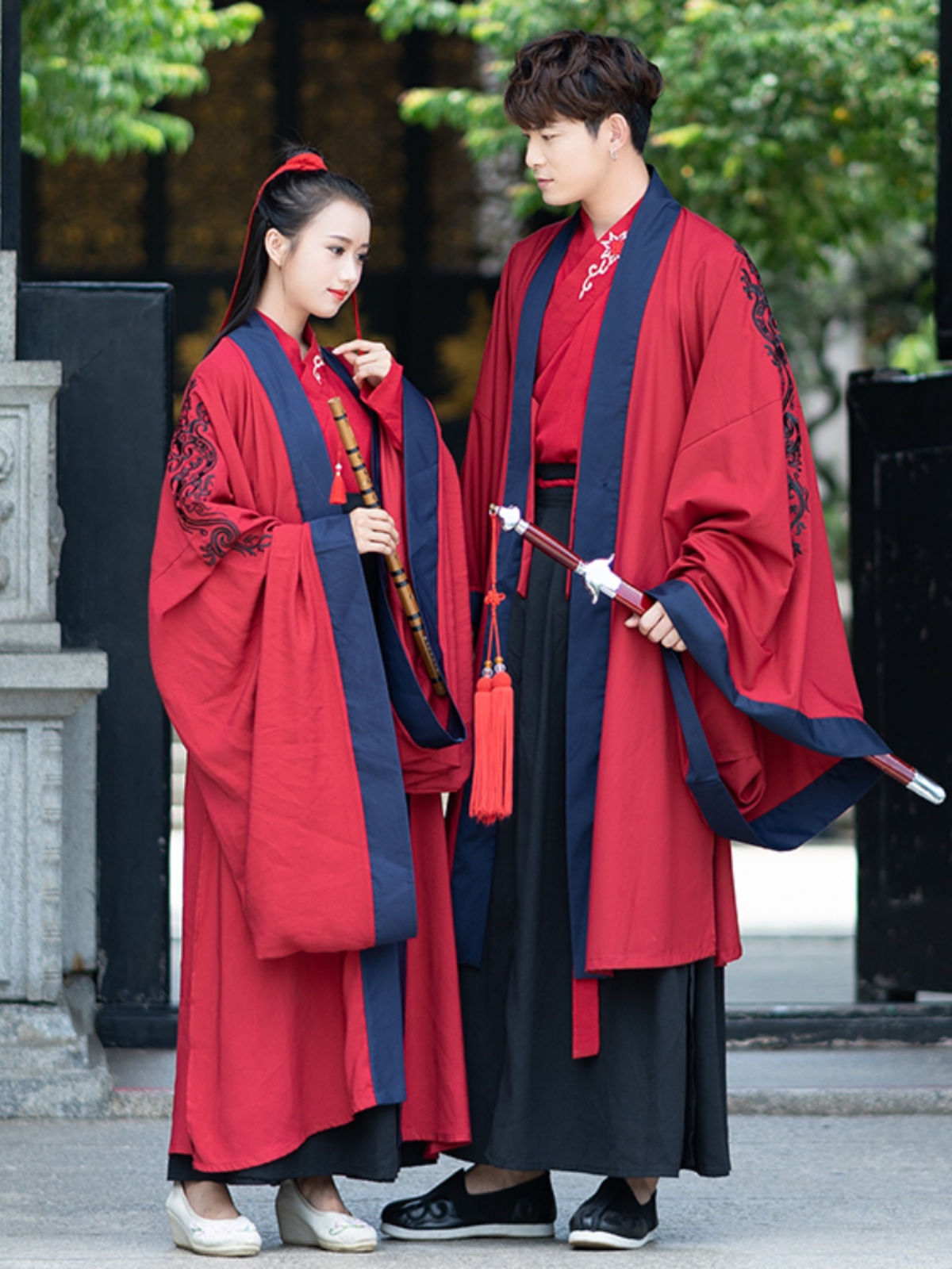 HANFU RENTAL MALE AND FEMALE COUPLES CP RED STUDENT GAMES OPENING CEREMONY ENTRANCE ANTIQUE CLASS COSTUME PERFORMANCE COSTUMES