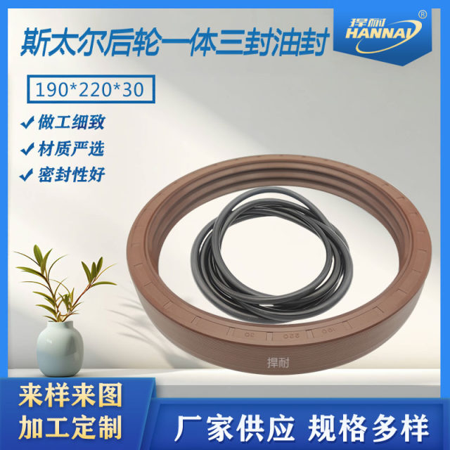 斯太尔后轮一体三封油封190*220*30送胶圈 豪沃后轮一体三封油封