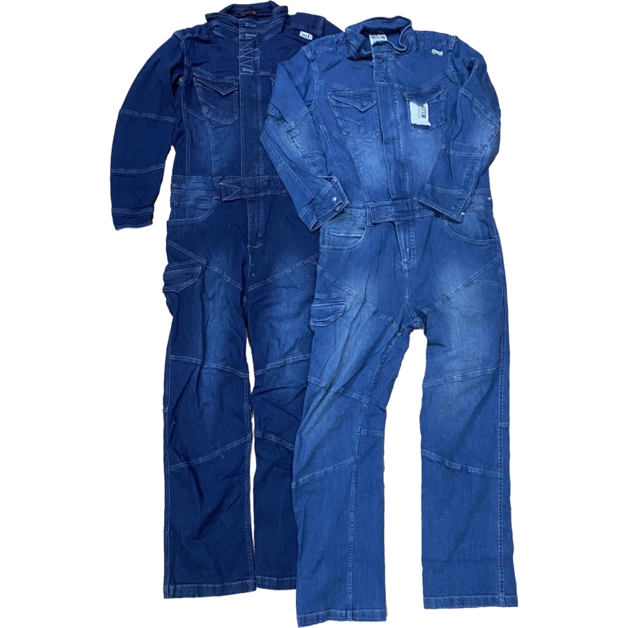 남성과 여성을 위한 대외 무역 일본 싱글 데님 스트레치 점프수트 트렌디한 힙합 패션 순수 코튼 작업 점프수트 두껍고 내마모성