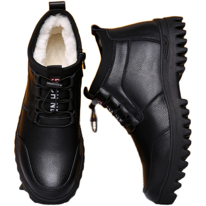 WINTER MENS SHOES 2024 NEW HIGH-TOP VELVET WARM THICKENED COTTON SHOES MENS FUR INTEGRATED WOOL SNOW BOOTS MEN