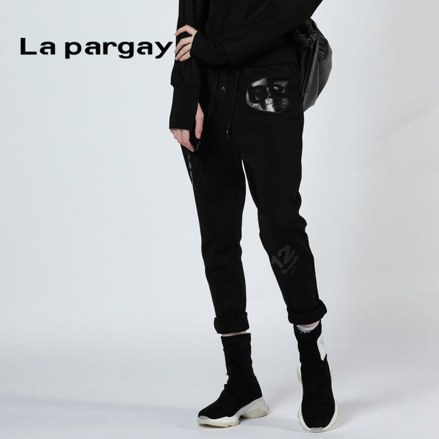 Napa style women's autumn black and white knitted casual trousers, feet, pencil pants, trendy counter genuine