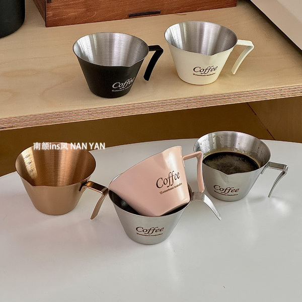 304不锈钢意式浓缩咖啡量杯盎司杯espresso萃取杯带刻度100ml长柄