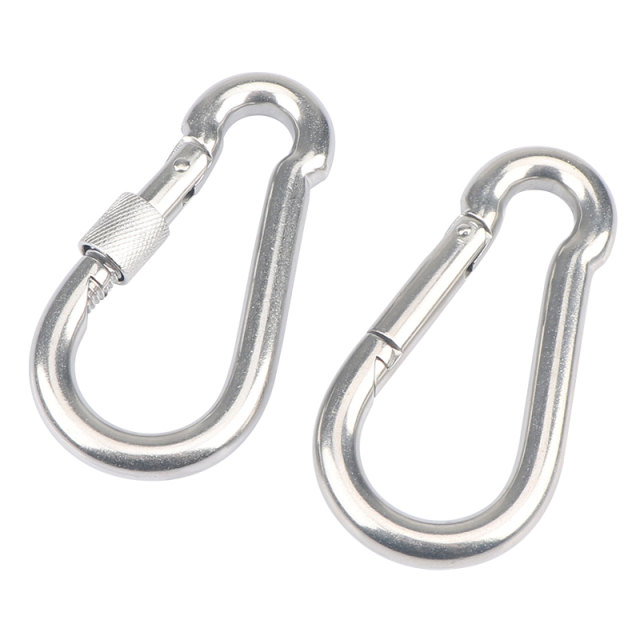 304 stainless steel spring buckle carabiner safety buckle key buckle hoist buckle nut spring with ring buckle dog chain buckle