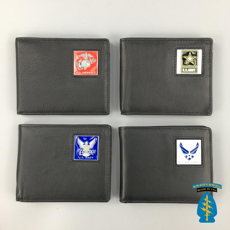 미국  ARMY USMC USAF NAVY 기념 에디션 블랙 가죽 지갑 지갑 기본 매장 버전