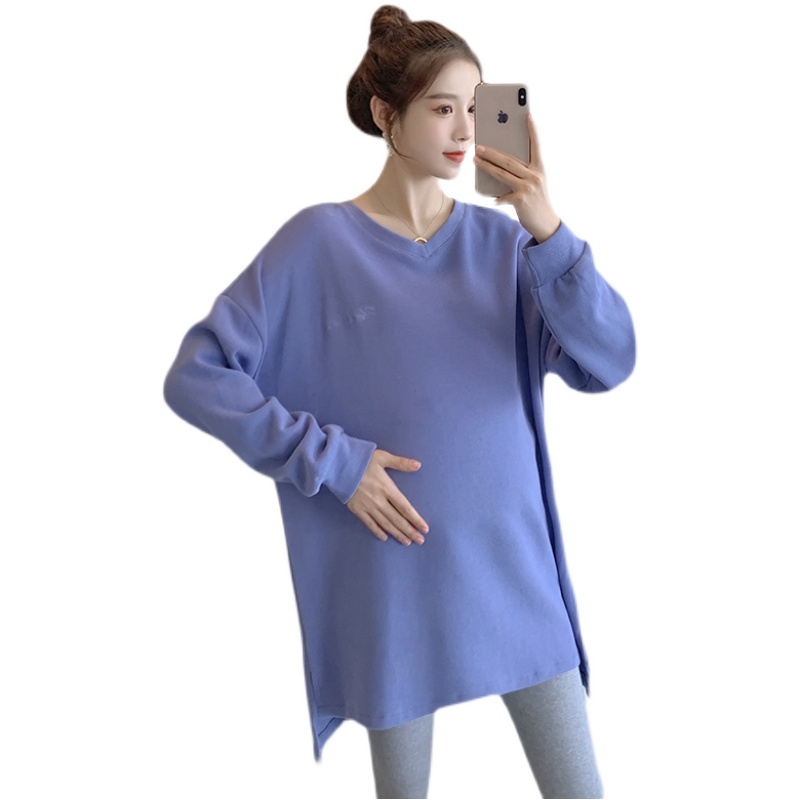 MATERNITY PRE-AUTUMN NEW COOL SILK COTTON SUIT LARGE SIZE LOOSE THIN MM MID-LENGTH MATERNITY SWEATSHIRT TWO-PIECE SET