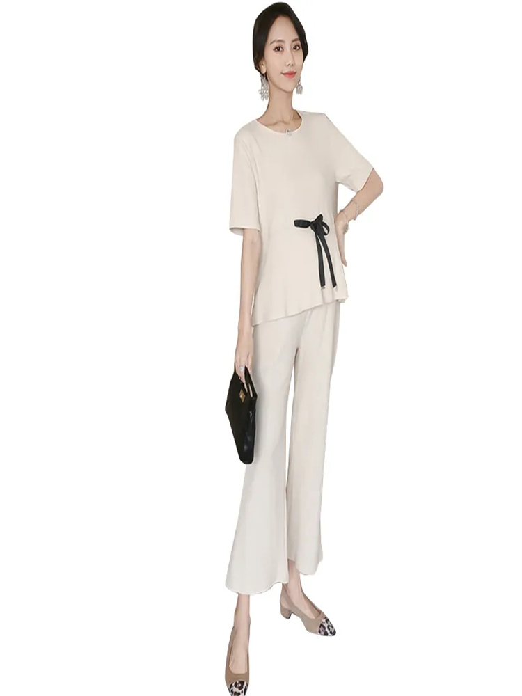 MATERNITY SUITS TWO-PIECE SETS INTERNET CELEBRITY AUTUMN CLOTHES WEAR FASHIONABLE CASUAL AND LOOSE SUMMER THIN MATERNITY TOPS AND PANTS