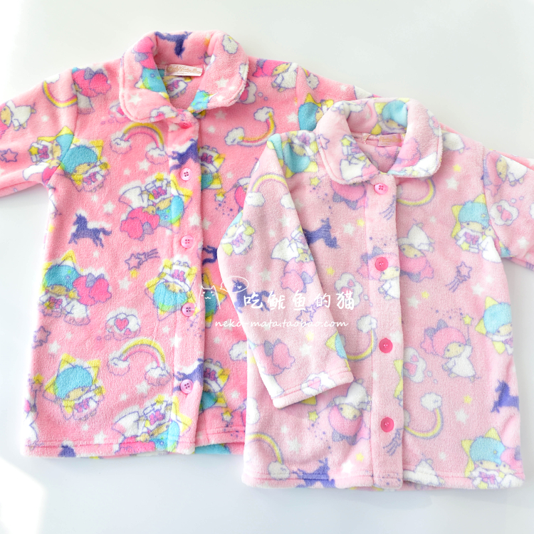 GEMINI KITTEN FLANNEL SET 110-130 DAY SINGLE GIRL AUTUMN AND WINTER WARM HOME WEAR PAJAMAS PANTS