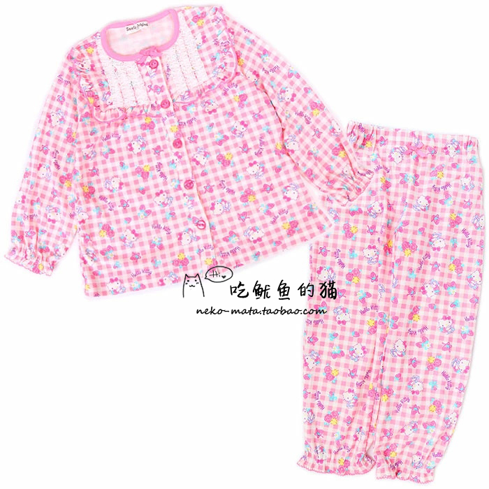 CLEARANCE NON-REFUNDABLE 90 100 KITTY POLYESTER COTTON CARDIGAN PULLOVER LONG SLEEVES PANTS SPRING AND AUTUMN LOUNGEWEAR PAJAMA PANTS