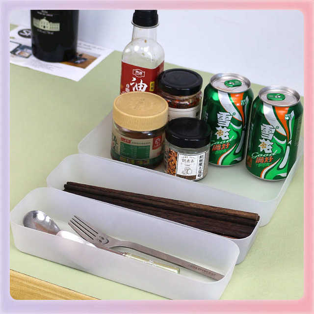 TUF4 rectangular drawer storage partition box desktop plastic small and medium kitchen cabinet tableware classification storage